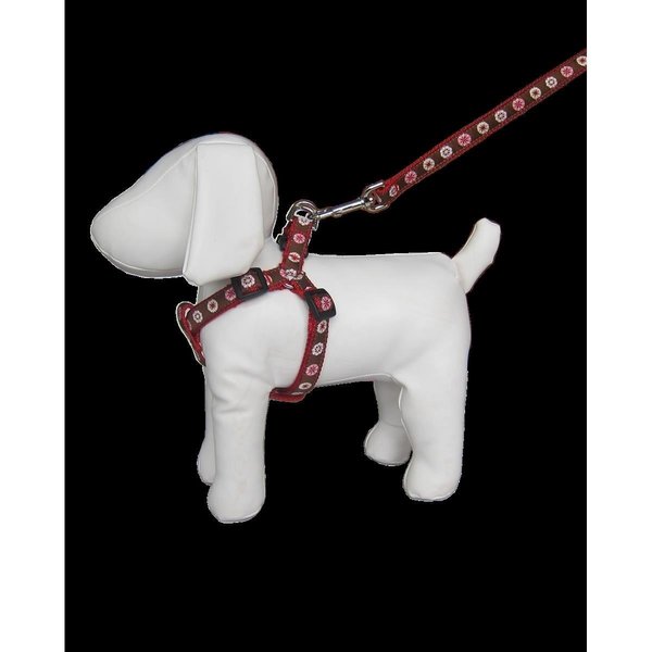 Fly Free Zone. Wild Flowers Red Dog Harness - Adjusts 18 - 24 in. - Medium FL2650368